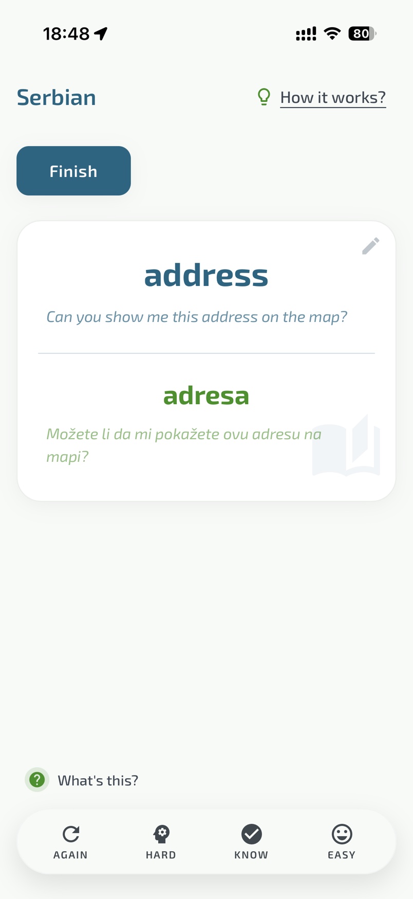 Answer and knowledge rating for a word